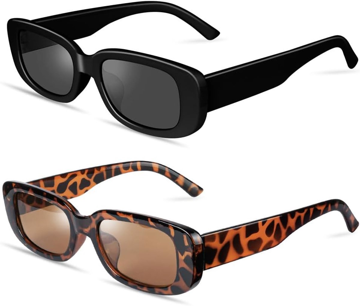 Hartjeszonnebrillen – Set van 2 retro cat-eye hartjesbrillen – UV400-zonbescherming – Modieuze brillen voor heren, dames en kinderen – Ideaal voor feesten, reizen en fotoshoots