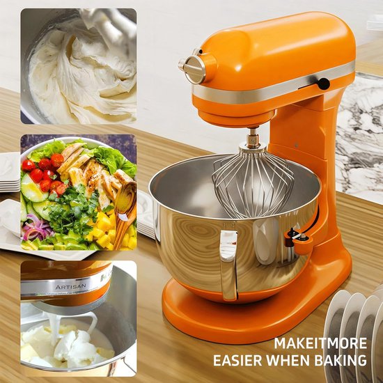 Mixkom 7QT - Keukenmachine Kom - Beslag Maken - Met Handvat - 7 Quarts - Zilver van Merkloos — afbeelding 2