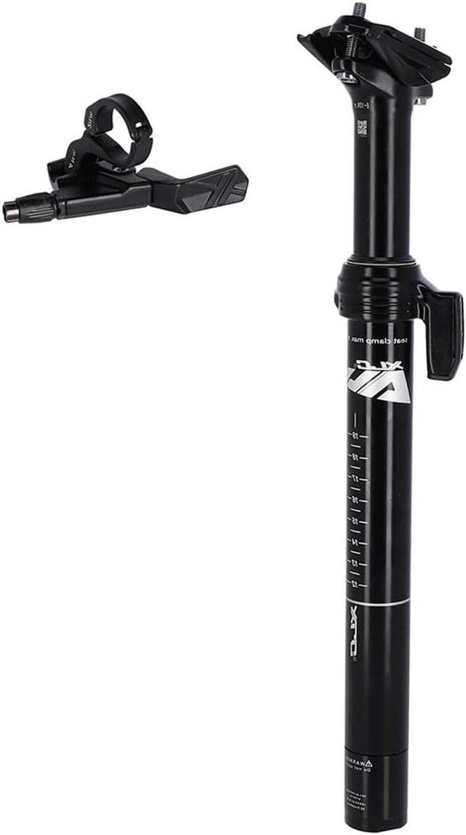 Verstelbare Zadelpen - Fietszadelpen Telescoop - Comfortabel Fietsen - CNC-gefreesde Klemmen - 31.6 mm 449-125 mm - Zwart