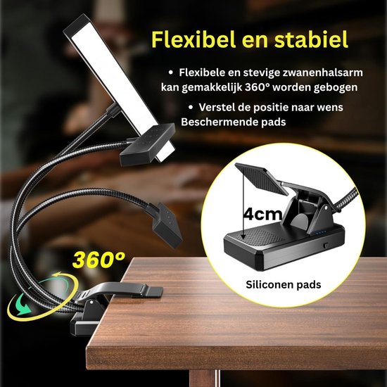 HEZIVO® Lessenaarlamp - lessenaar Lampje - Pianolamp - Muzieklamp - Boekenlamp van hezivo — afbeelding 3