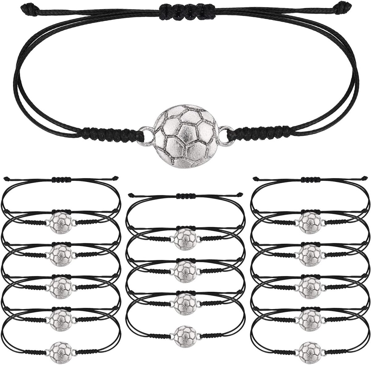 15-delige Kinder Voetbal Armband met Verstelbare Geweven Koord - Vriendschapsarmband voor Jongens, Meisjes en Sportteams
