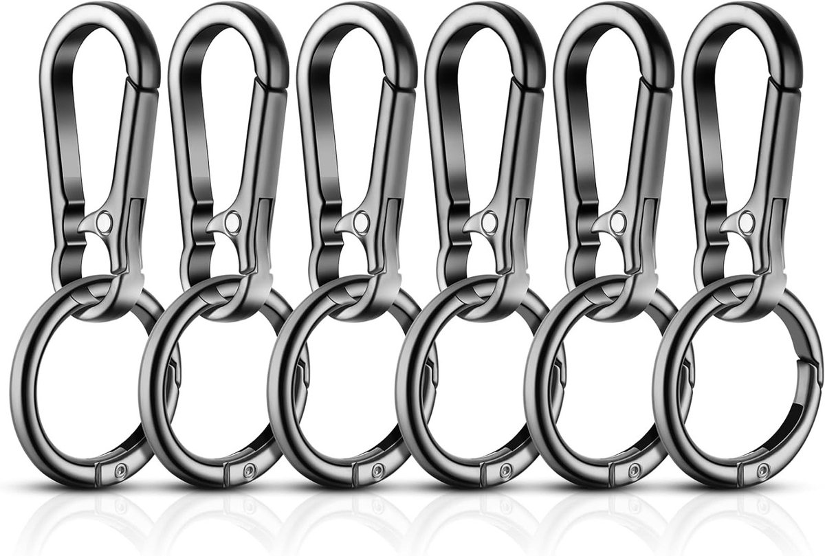 Set van 6 Metalen Carabiners - Verwijderbare Sleutelhangers voor Sleutels, Rugzakken en Kampeerspullen