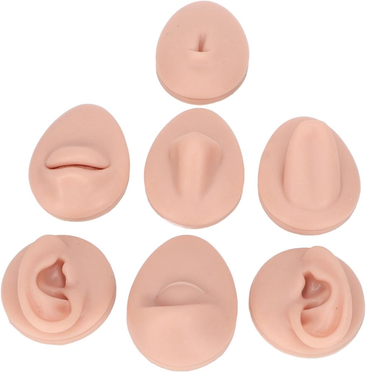 Body Piercing Oefenmodel van Zacht Silicone voor Tong, Mond, Ogen, Neus en Oren - Ideaal voor Sieraden Presentatie en Training met Diverse Lichaamsdelen