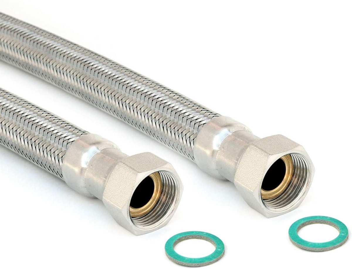 Pantserslang - Flexibele slang - Wateraansluiting - Drinkwatergoedgekeurd - 80 cm - Zilver