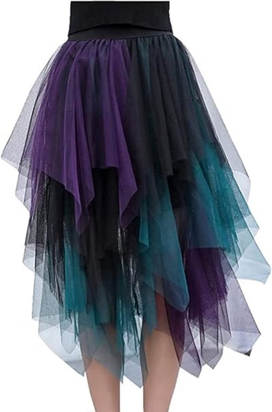 FEOYA Damen Tüllrock Glitzernd Retro Elegant Faltenrock Petticoat A-Linie Hohe Taille Midi-Rock