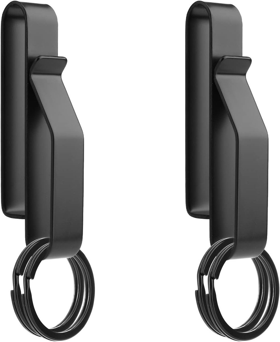 Zware Sleutelhanger met 4 Metalen Sleutels, Rvs Zwart voor 1.5-2.2 Inch Brede Bandjes, Ideaal voor Politie en Outdoor Gebruik