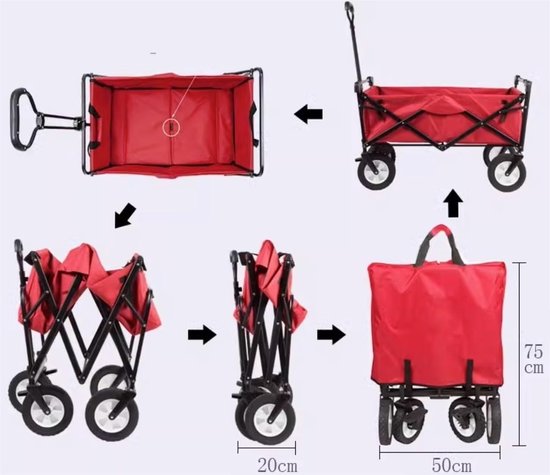 Bolderkar Tuinwagen - Transportwagen Opvouwbaar - Outdoor Kamperen - Brede All-Terrain Wielen - Grote Capaciteit - C van Bolderkar — afbeelding 2