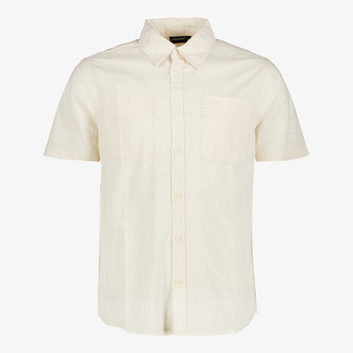 Unsigned heren overhemd korte mouw beige - Maat S
