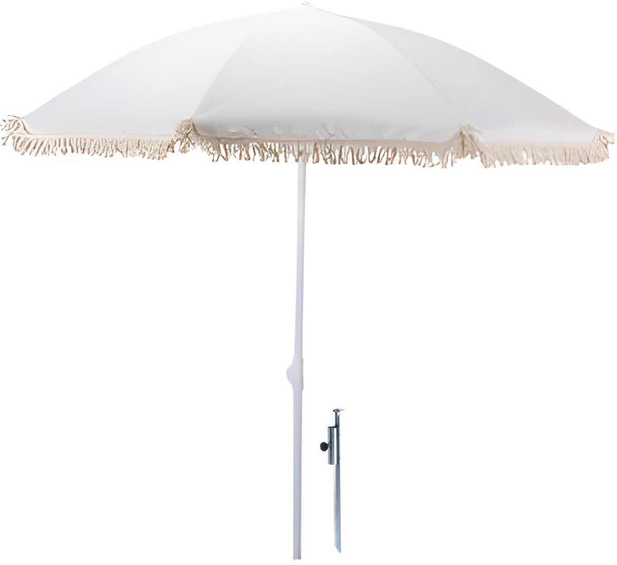 Pro Beach Strand Parasol Aruba - D180 cm - wit - kantelbaar/opvouwbaar - incl grondpen / haring