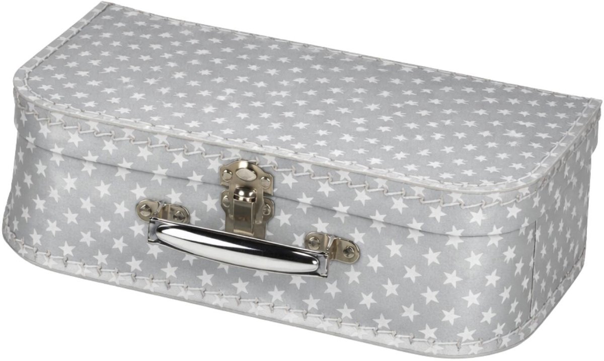 Kinderkamer opberkoffer sterren - zilver - 30 cm - karton - kinderkoffer - speelkoffer