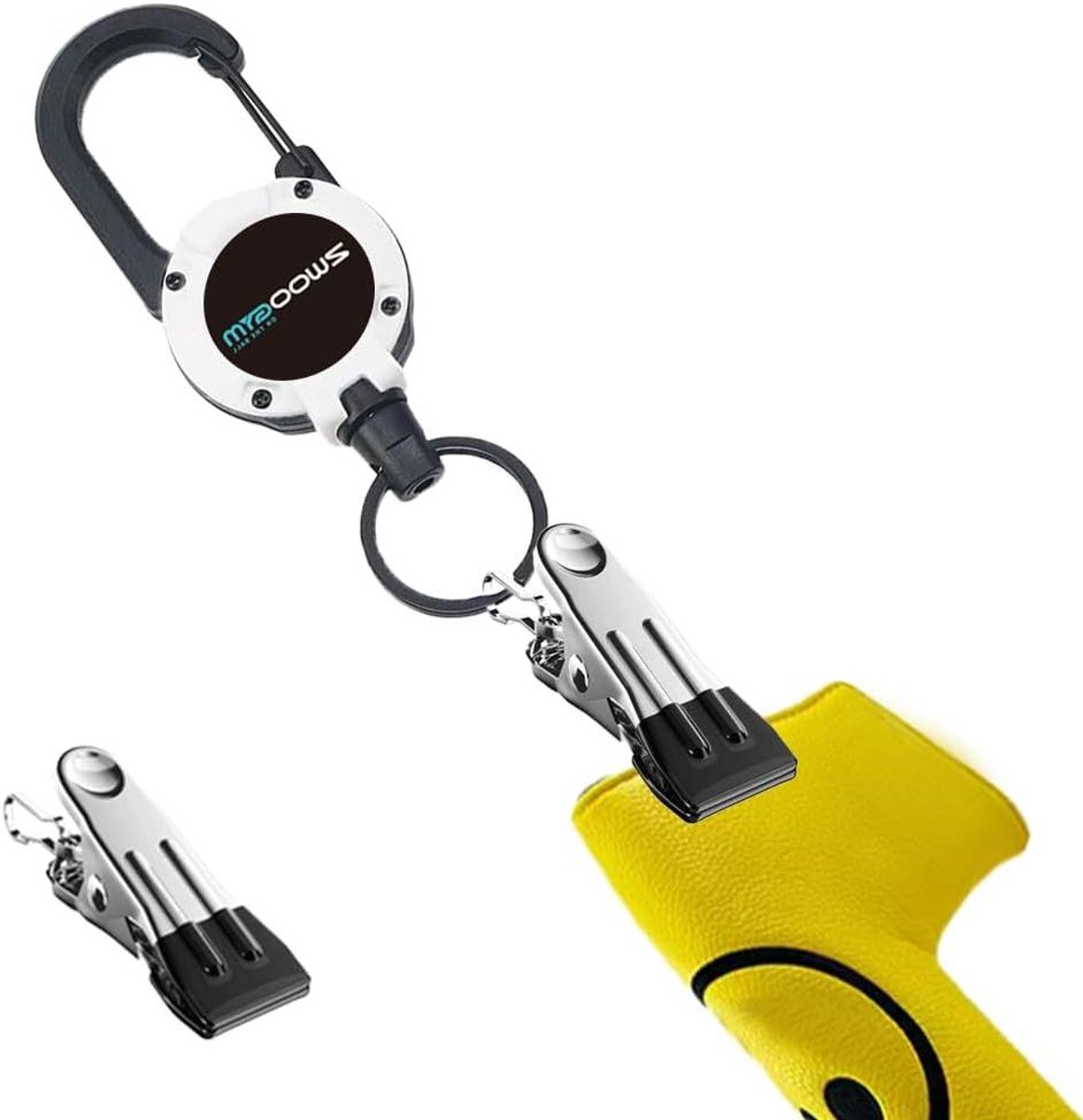 Intrekbare Clips - Hoes Houders - Golf Accessoires - Veilige Bevestiging - 15 cm Lengte - Wit