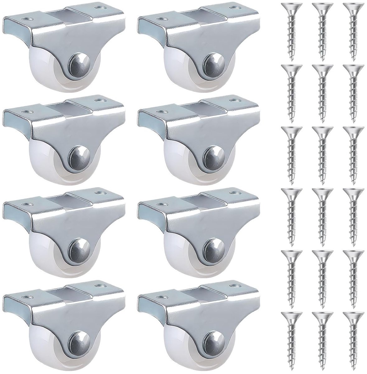 Set van 8 mini rubberen wielen van 25 mm voor meubels: robuust, 40 kg draagvermogen, inclusief montageplaat en schroeven, perfect voor meubels en interieurverbetering