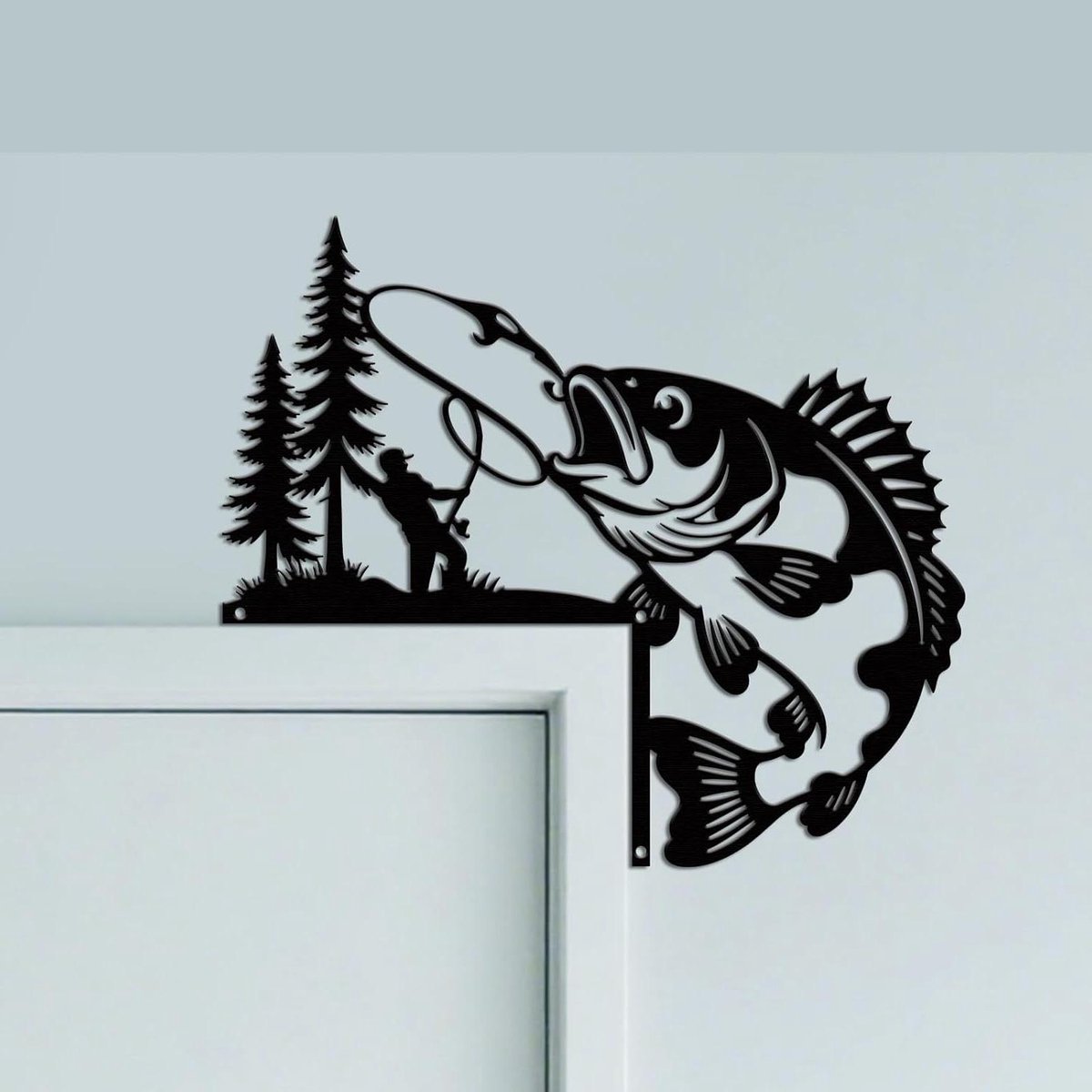 Deurkozijn Decoratie - Wandkunst Metaal - Huis Verfraaien - Roestvrij Metaal - 22x25cm - Zwart