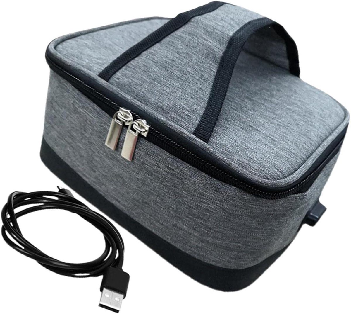 Elektrische Lunchbox - Voedsel Warmer - Onderweg Eten - USB Aangedreven - 22 x 16 x 10 cm - Grijs