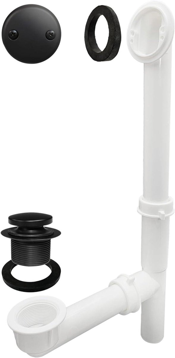 Badafvoer Kit - Bad Afvoer - Sanitair Reparatie - Tip Teen Plug - 1-1/2 inch - Mat Zwart