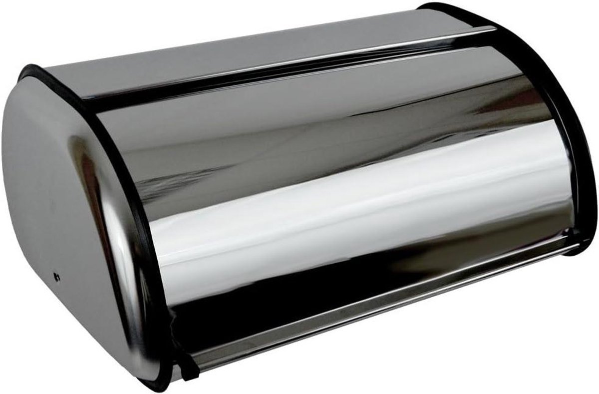 Broodtrommel Metaal Keuken Opberger Brood Vers Houden Spiegelafwerking Roltop 44 x 28 x 18 cm Zilver