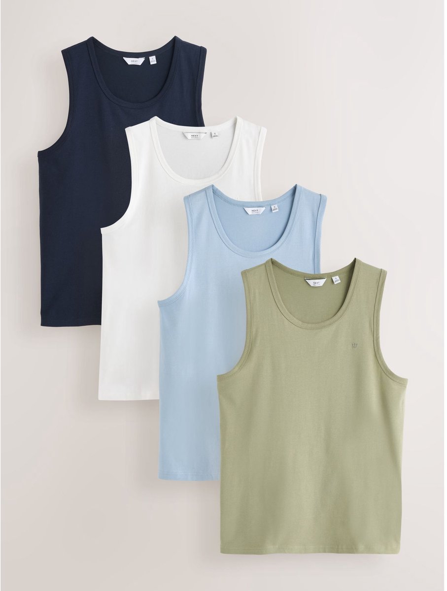 Next - Heren - Set van 4 Trident-hemdjes - Blauw