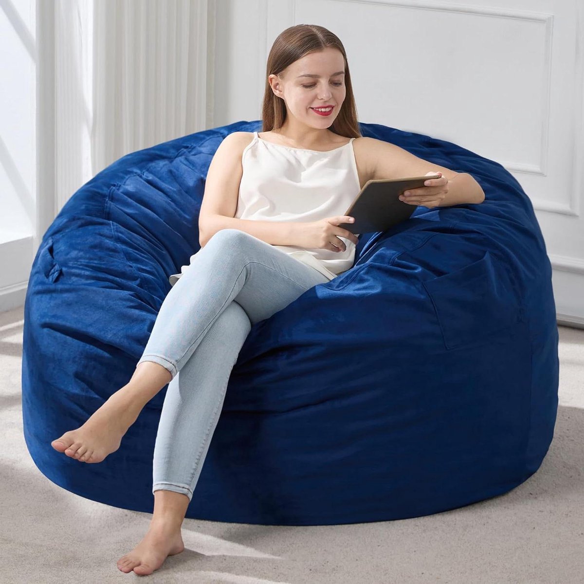 Zitzakstoel - Beanbag stoel Zitkussen - Ontspannen Zitten - Traagschuimvulling - 914 x 914 x 559 cm - Blauw