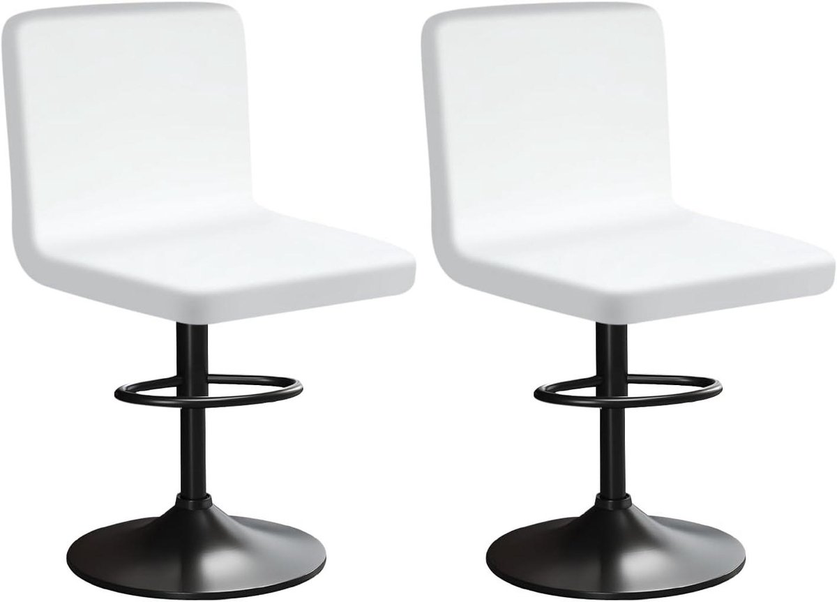 Barkrukhoezen met rugleuning - Stoelhoezen fluweel - Interieur vernieuwen - Zacht en rekbaar materiaal - 40-45 cm lengte - Wit