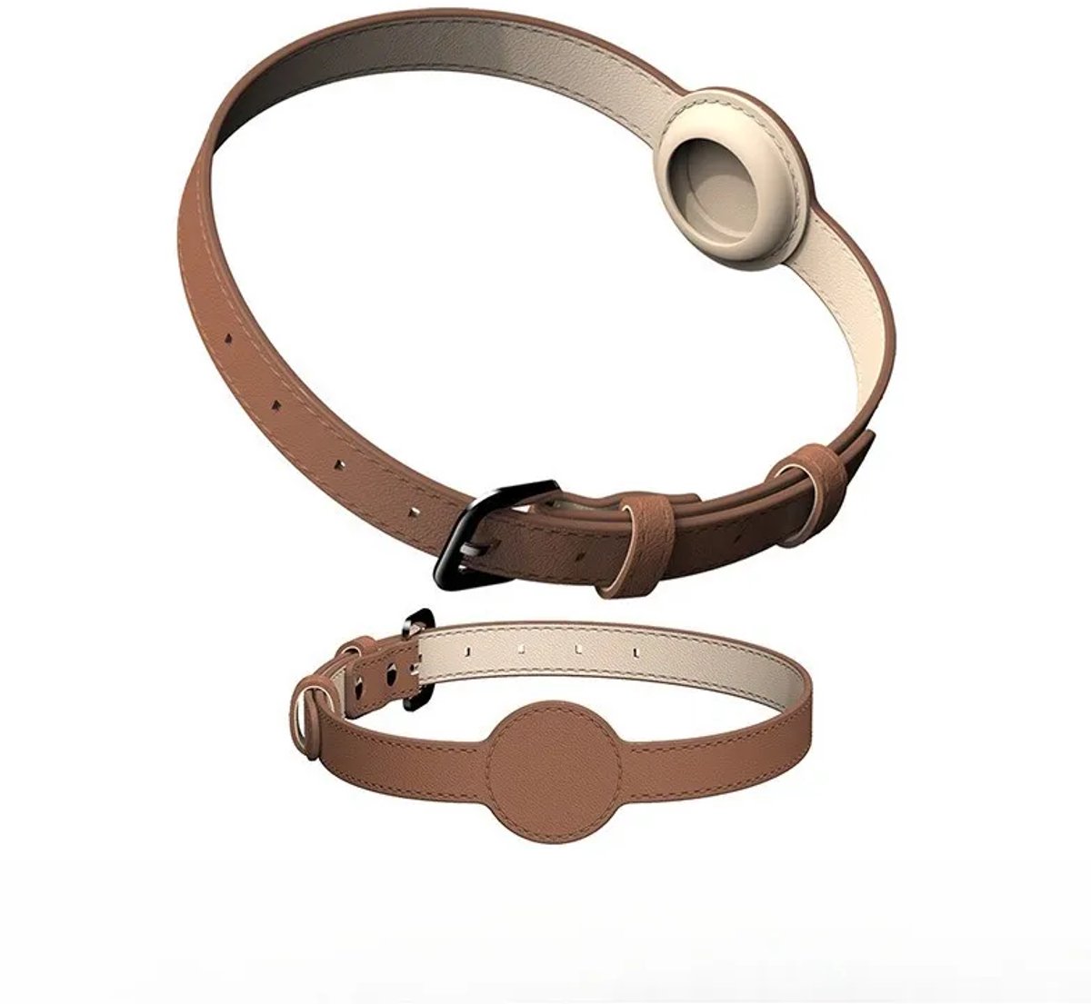 Killogood PU Halsband Kat - Halsband Kitten - Halsband Compatibel met AirTag Tracker - Kat en Hond - Anti-Verllies Veiligheidsaccessoire Halsband - AirTag Niet Inbegrepen - Bruin M