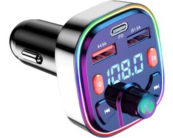 Q5 FM-zender Bluetooth voor Auto, AUX-accessoire, 4.8A, MP3-muziekspeler voor Auto, handsfree-functie, sigarettenaansteker Bluetooth 5.0 Muziek, met 2 USB-poorten en 1 Type C