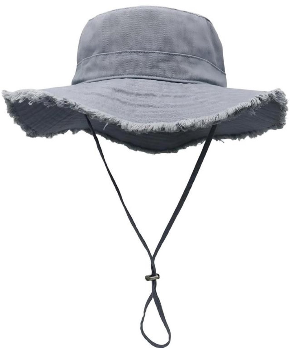 Bucket Hat – Geschikt voor hoofdomtrek 56–60 cm – Unisex zonnehoed – UV-bescherming – Opvouwbaar – Verstelbaar – Brede rand – Strandhoed – Ontwerp met kwastjes – Ideaal voor tuinieren, reizen, stranduitjes, enz. – 8 X 10 cm