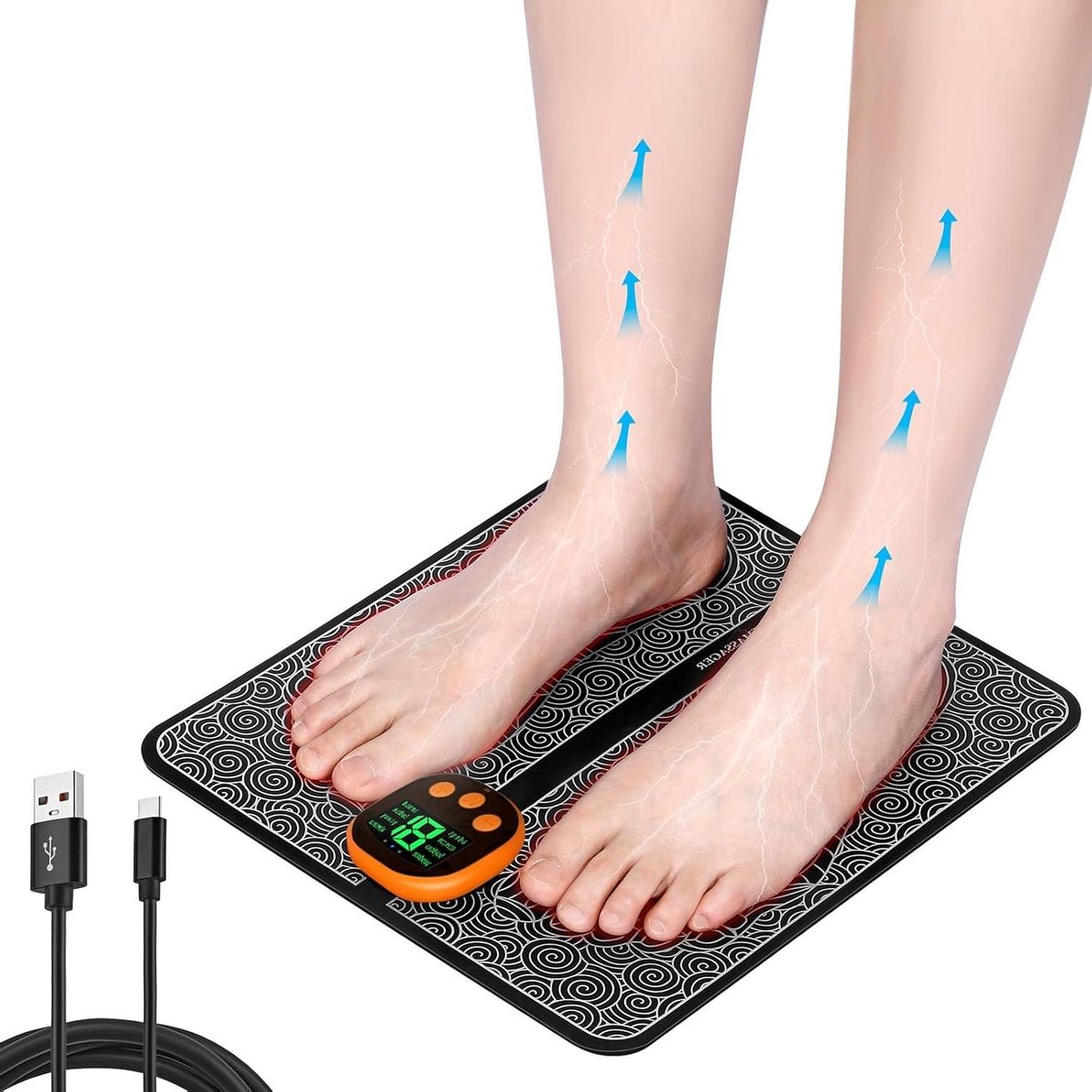 Voetmassageapparaat - Elektrische Voetstimulator - Spierontspanning Bevorderen - 8 Modi 19 Intensiteiten - 31 cm - Grijs