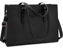 Handtas Shopper Dames Grote Zwarte Handtas Lederen Schoudertas Werktas Grote Laptop Business School Tas 15,10 Inch REWYTAZ