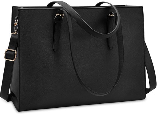 Handtas Shopper Dames Grote Zwarte Handtas Lederen Schoudertas Werktas Grote Laptop Business School Tas 15,10 Inch REWYTAZ