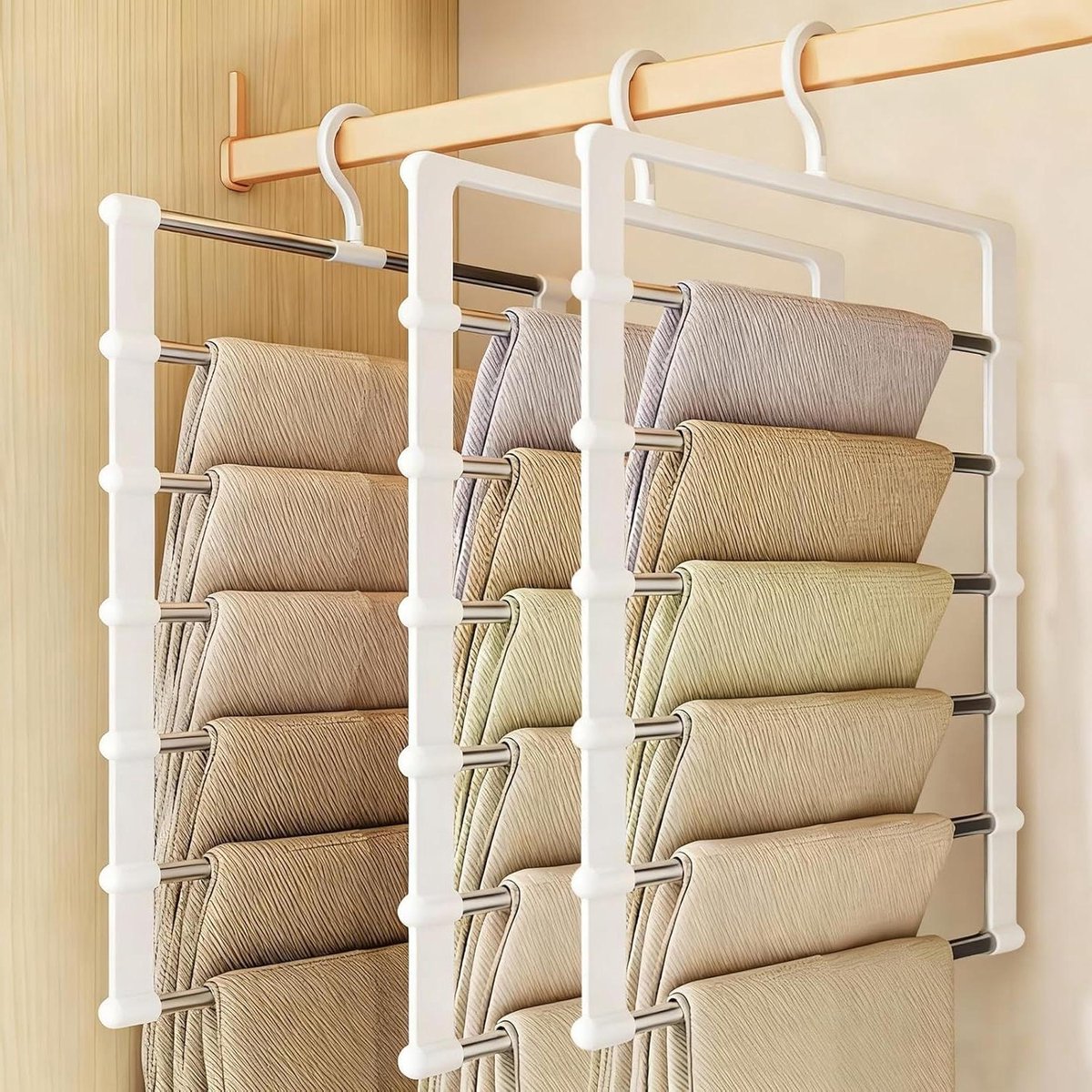 Broekhanger - Kledinghanger - Kasten Organiseren - Ruimtebesparend - 6-in-1 - Wit