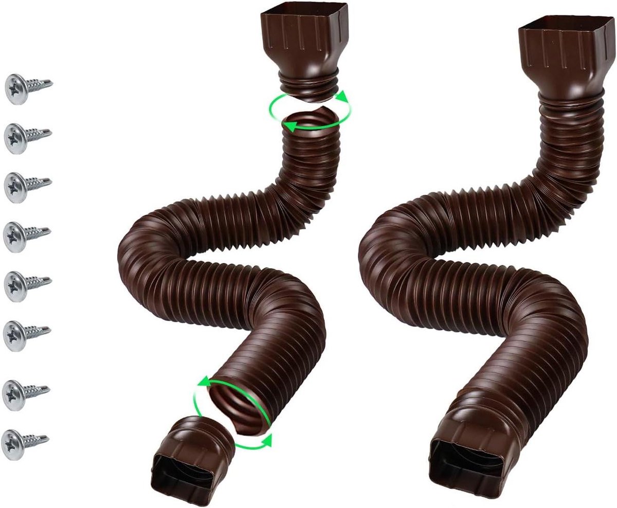 Regenpijp Verlenger - Afvoerverlenging Downspout - Water Afvoeren - Flexibele Lengte - 45 tot 152 cm - Bruin