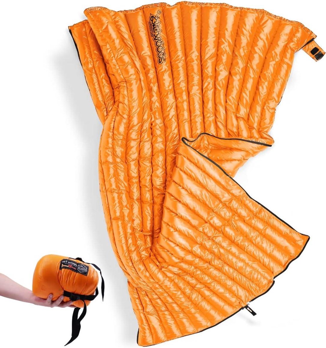 Donzen Slaapzak - Compacte Slaapzak - Kamperen en Wandelen - Waterafstotende Shell - 3 Seizoenen - Oranje