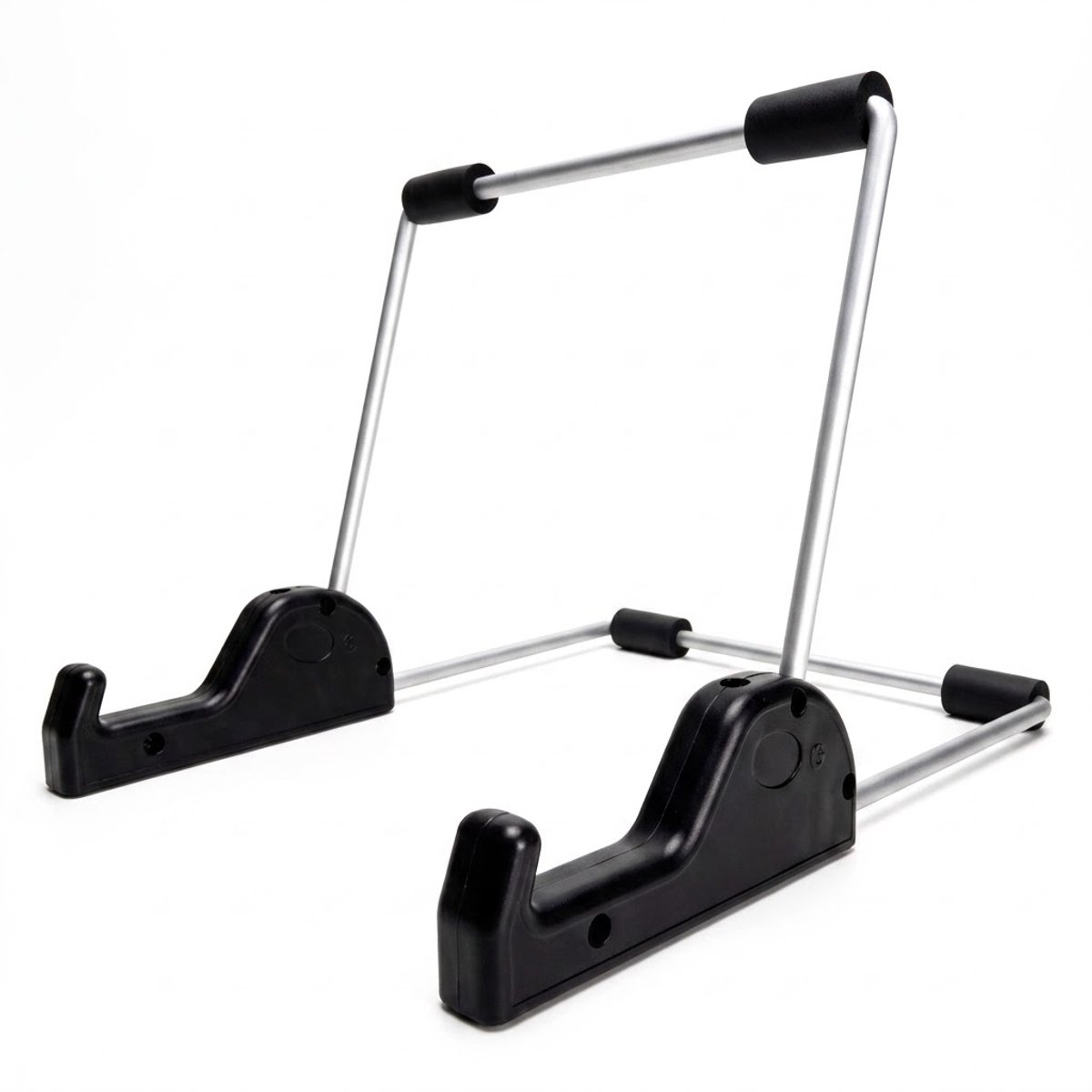 Zwarte verstelbare tablet houder van aluminium – opvouwbare tablet standaard voor bureau – tablet houder met antislip pads