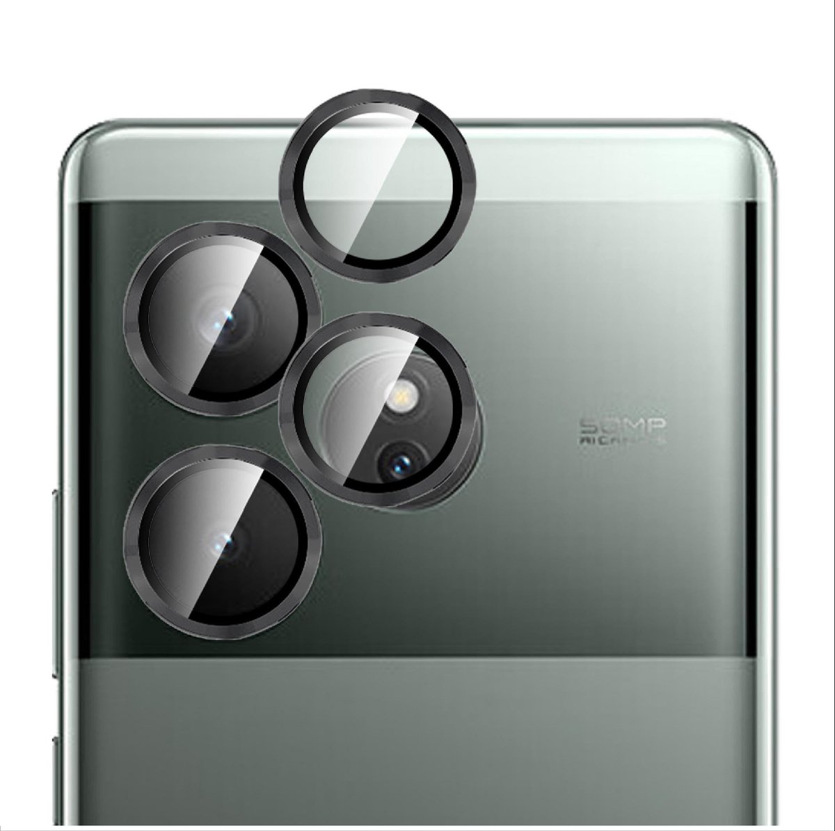 Store_7 - cameralensbescherming - Realme GT 6 - dubbele bescherming - zwart - gehard glas - metaal - geschikt voor smartphones - camerabescherming