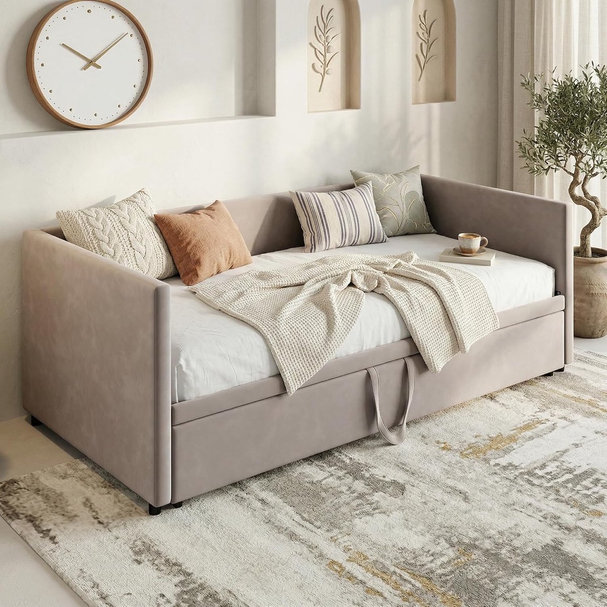 Luxe Uitschuifbare Slaapbank - 2-Zits - Grijs - 180x200 cm - Arqam