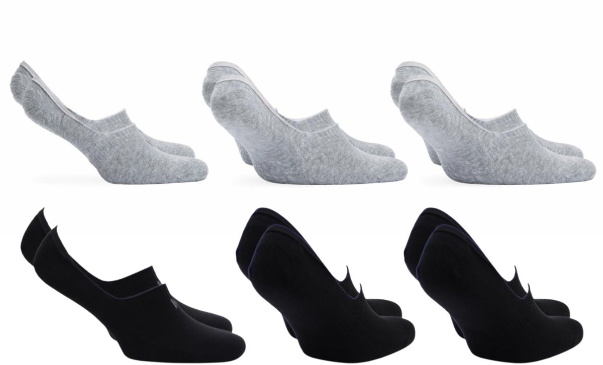 Norfolk Footies - Anti-slip Hak - 6 Paar Onzichtbare Sokken - 80% Katoen - 35-38 - Zwart/Grijs - Footies Dames - Tokyo