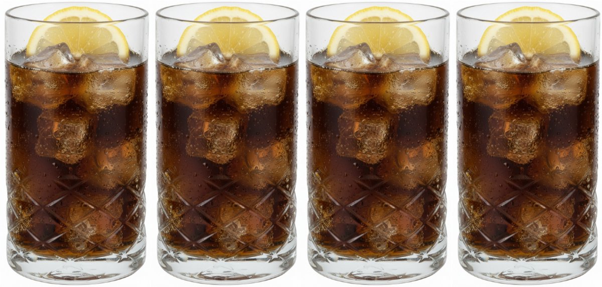 Cookinglife Longdrinkglazen - Set van 4 - Longdrink Glass - Glas Helder - Vaatwasserbestendig - 360 ml