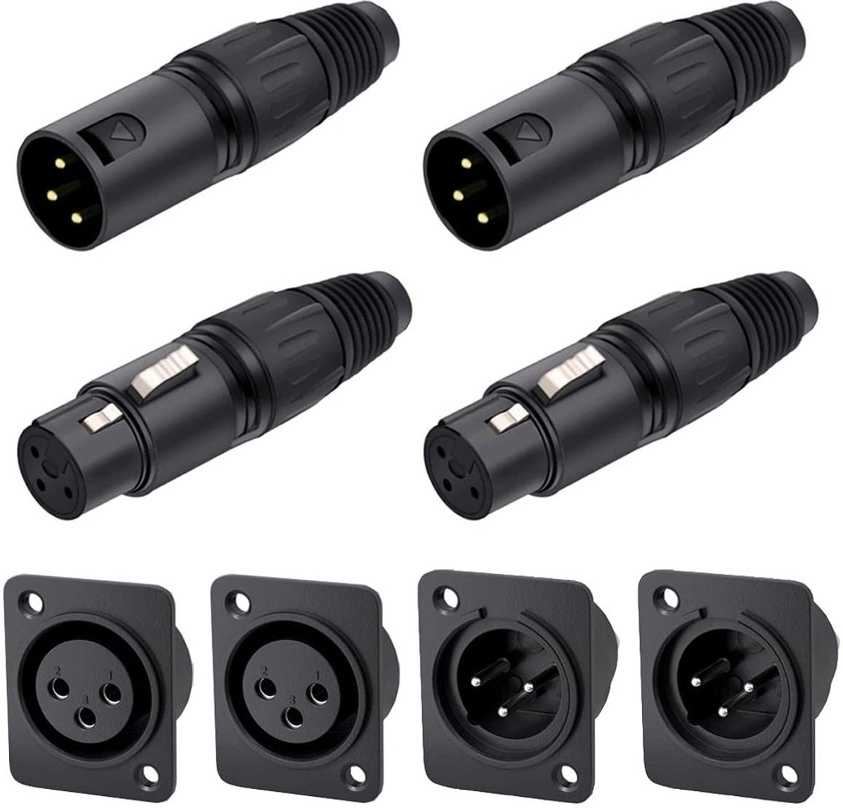 XLR Microfoon Connector Set - 2 Paar 3-Pin Male & Female Audioplug voor Mixer en Speaker