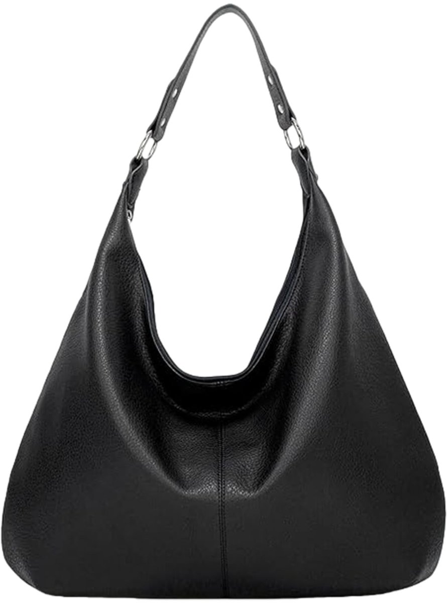 aladdien - Lederen draagtassen voor vrouwen - Hobo-tas - Zachte schoudertas - Zwart of bruin - PU leer - Luxe uitstraling - Geschikt voor dagelijks ..