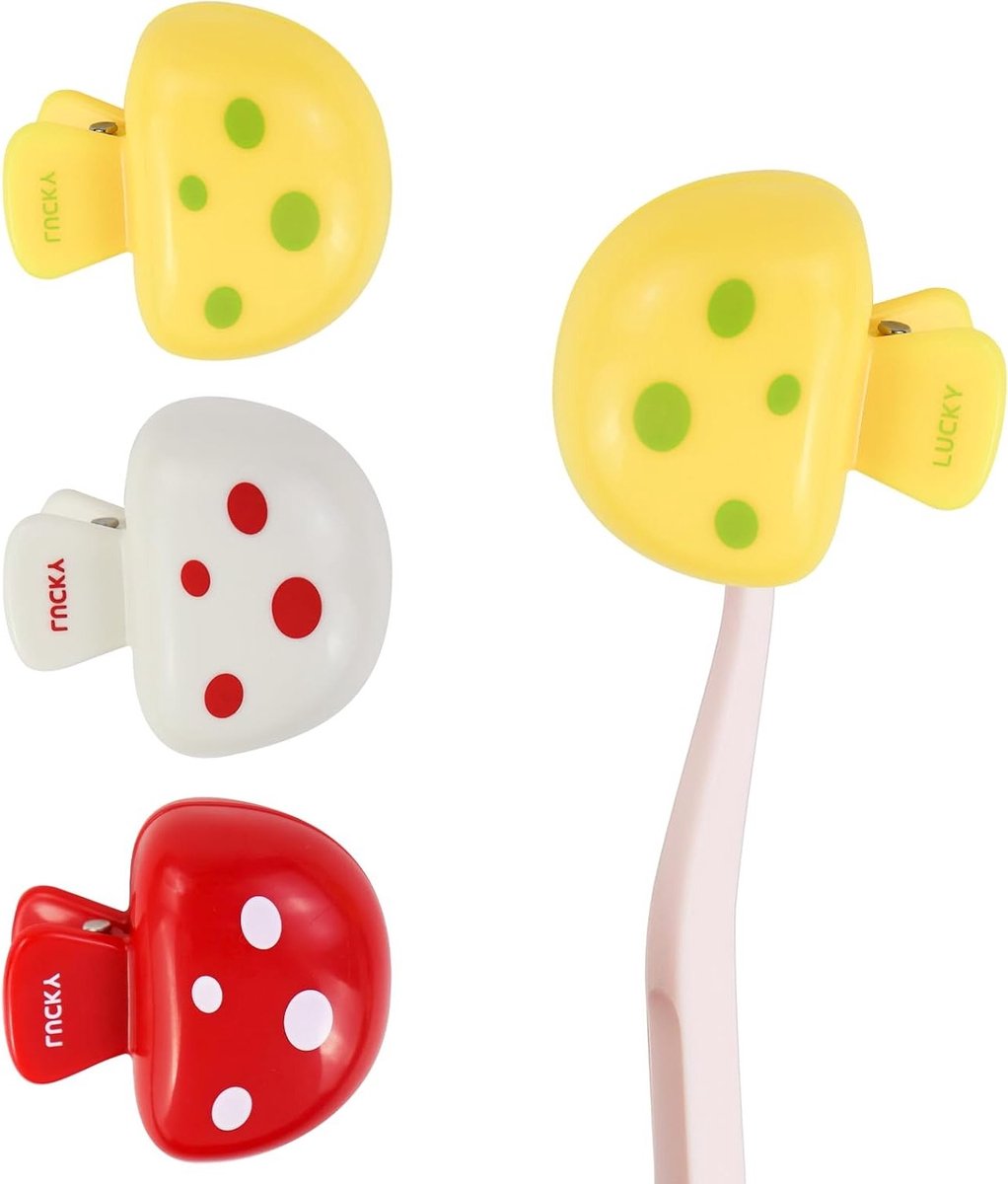 Tandenborstel Beschermhoes - Tandenborstelkapjes - Reizen en Thuis - Mushroom Vorm - 3 stuks - Wit Geel Rood