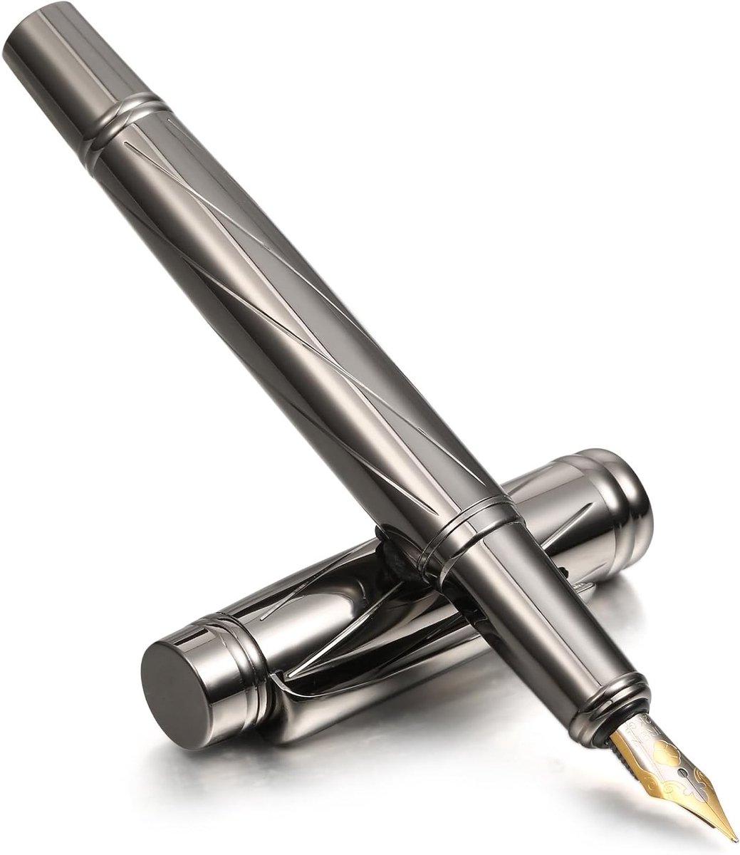 Luxe metalen vulpen met fijne nib, geschikt voor 3.4mm inktcartridges, perfecte pen voor zakelijke calligrafie en als cadeau voor kantoorgebruik