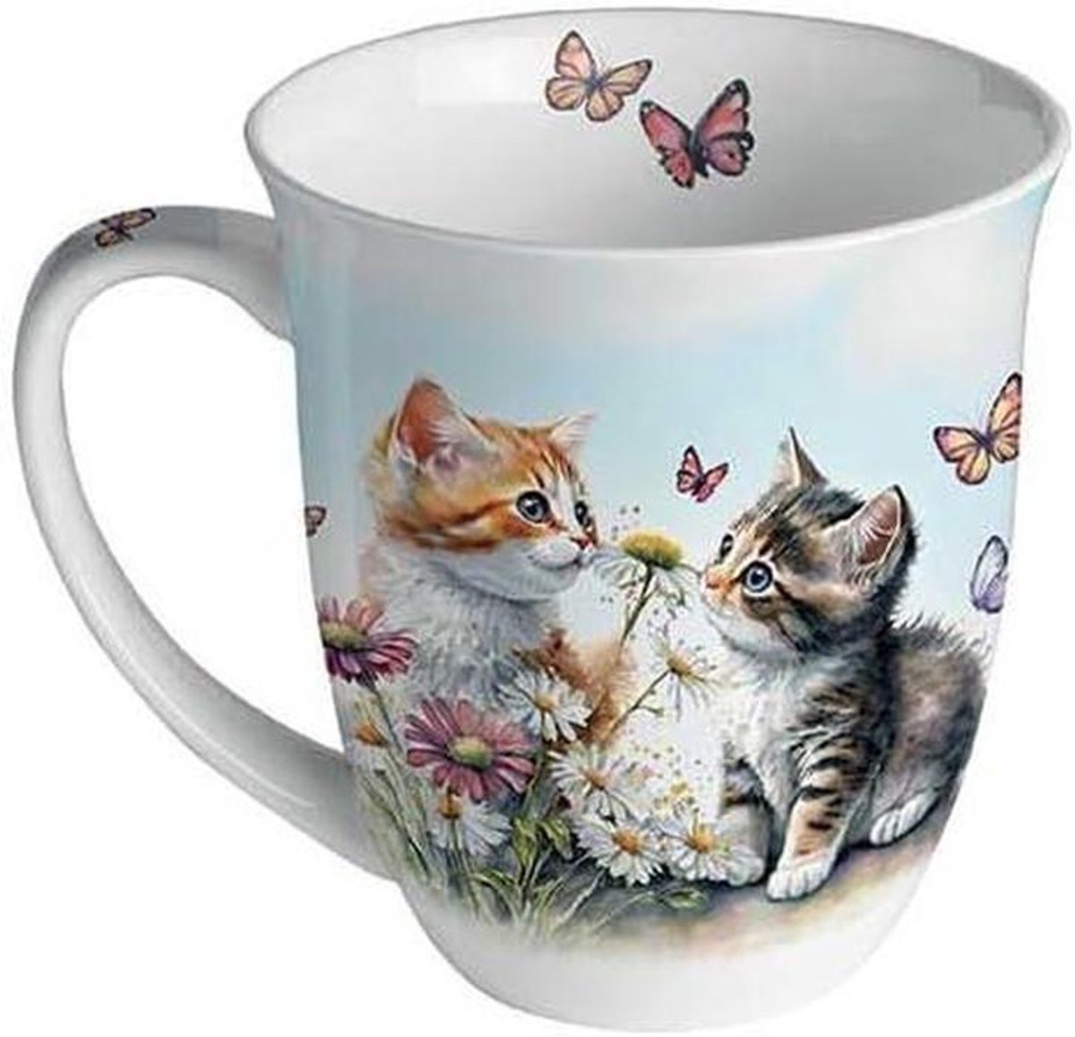 Porseleinen Mok - Thee Beker - Genieten van Drankjes - Fine Bone China - 400 ml - Meerkleurig