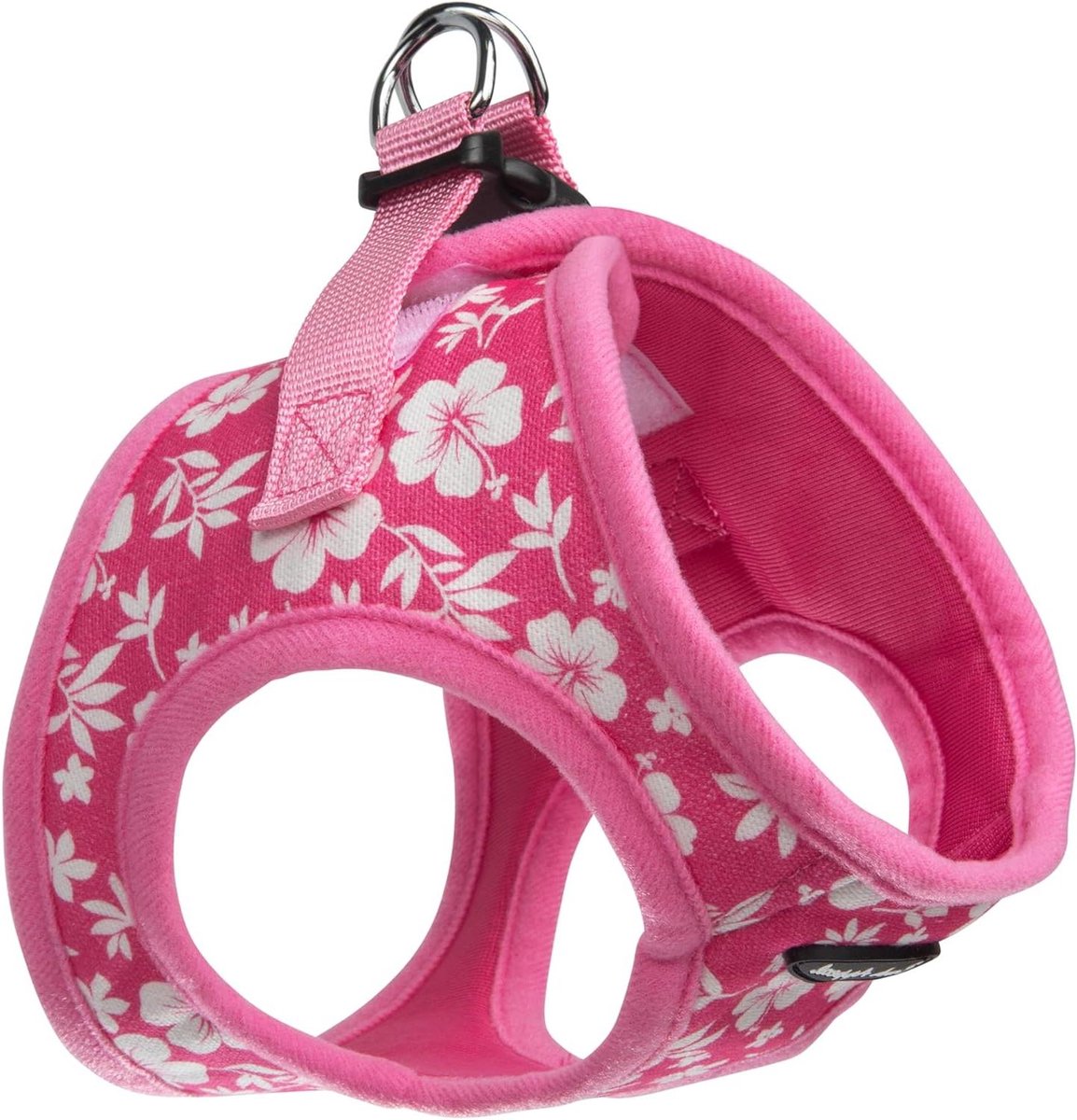 Instap Hondenharnas - Zacht Vest - Veilige Wandelingen - Anti-Verstikking Ontwerp - Maat M - Roze Hibiscus