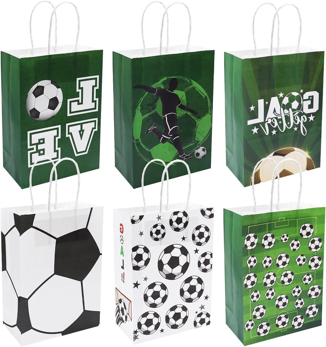 12 Stuks Voetbal Cadeauzakken voor Kinderfeestjes, Perfecte Gastcadeaus en Verjaardagscadeaus voor Kinderen