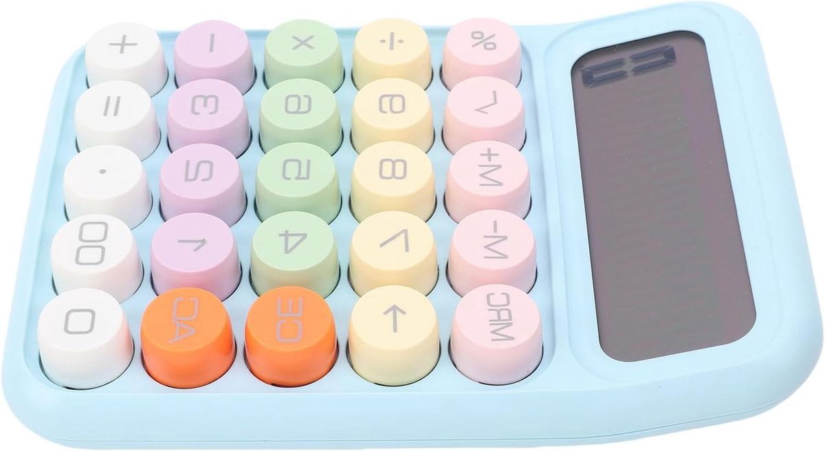 Kleurrijke Rekenmachine - Desktop Calculator - Kantoor Berekeningen - Grote Mechanische Toetsen - 12 Cijfers - Citroengeel