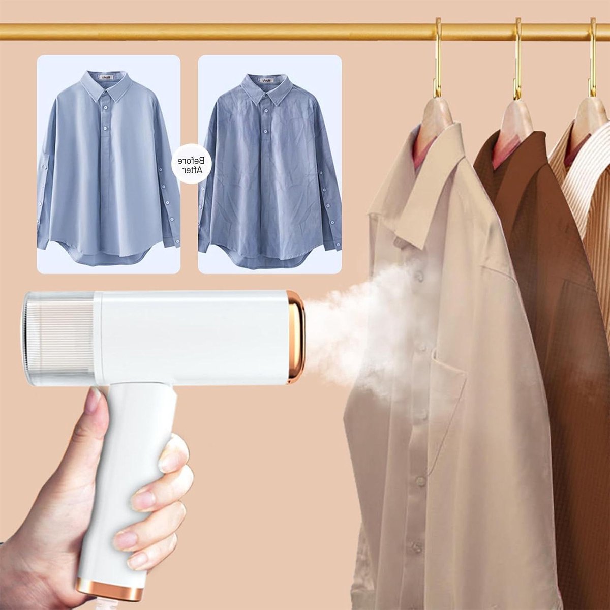 Kledingstomer - Stoomapparaat Kleding - Rimpels Verwijderen - Snelle Hitte - 110ml Tank - Wit