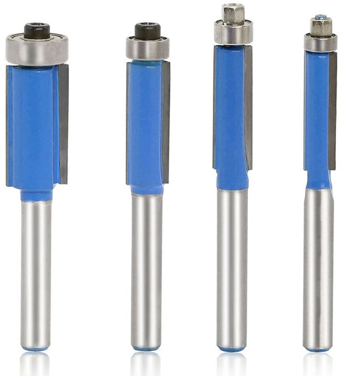 Houtfrees Bit Set - Kantenfrees Bitjes - Houtbewerking Snijden - Met Kogellager - 8 mm Schacht - Zilverkleurig