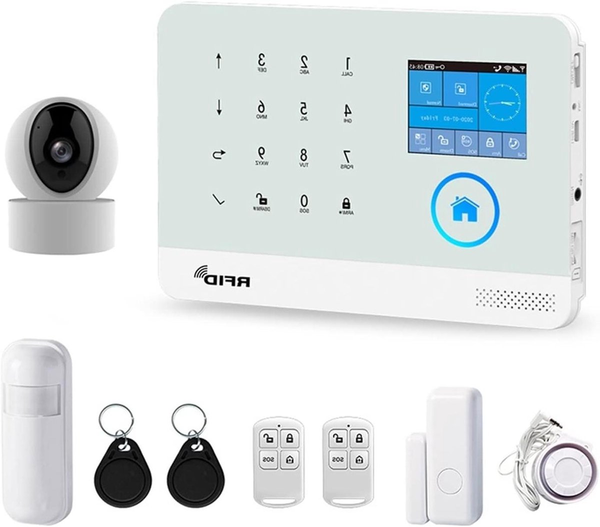 Beveiligingssysteem - Alarmset Huis - Thuisbeveiliging - Wifi GSM Controle - 2.4 inch Scherm - Wit