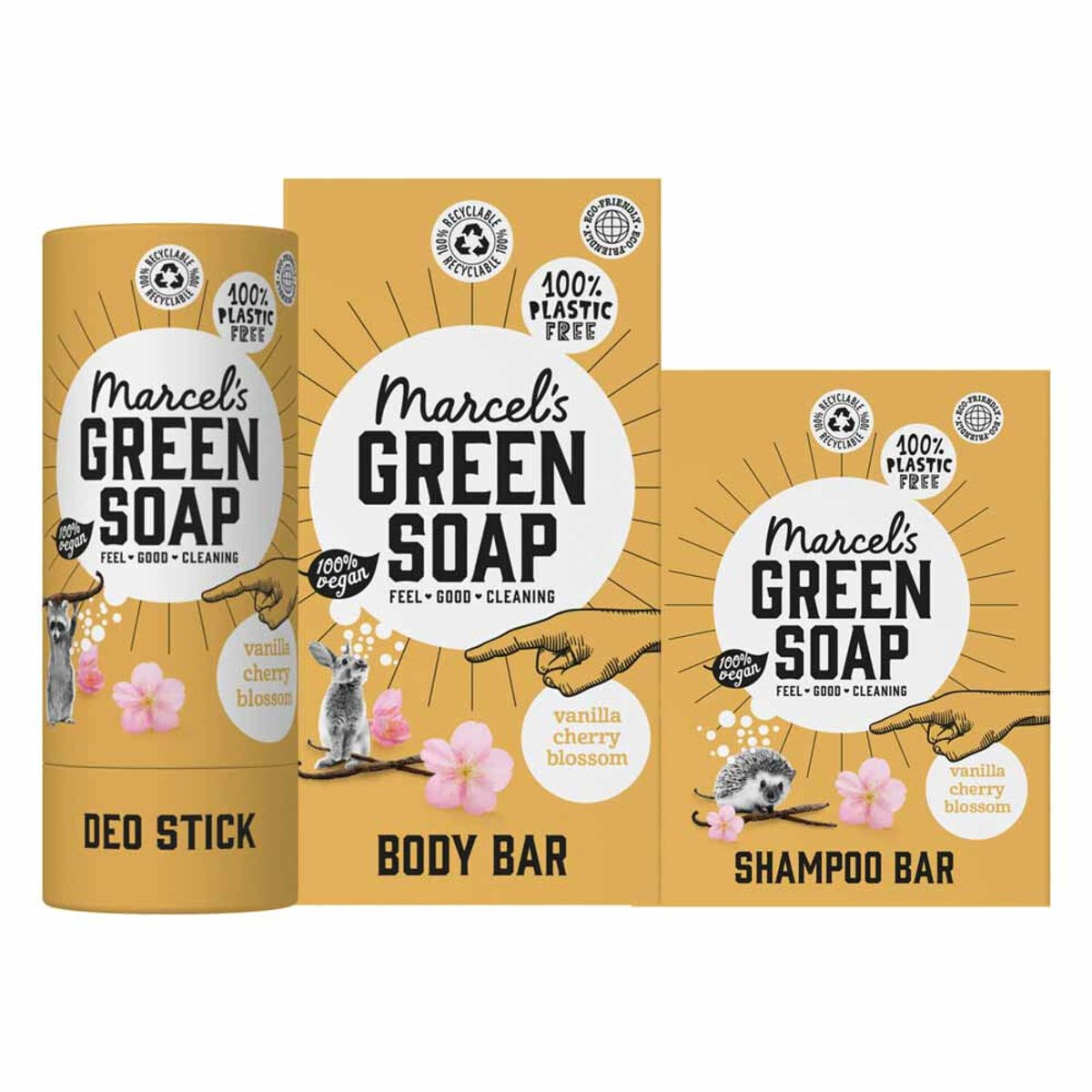 Marcel's Green Soap Plastic Vrije Verzorging Vanilla & Cherry Blossom Pakket
