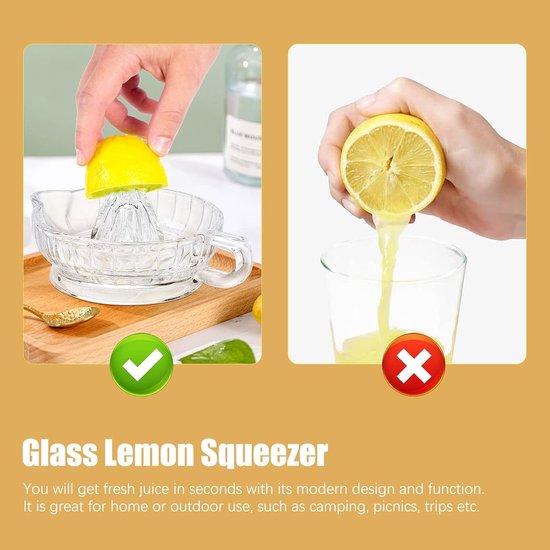 Glazen Citruspers - Handige Pers - Sap Maken - Met Handvat Tuit - 17x7 cm - Transparant — afbeelding 4